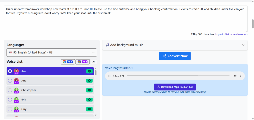 TTSFree: For the Small Recording You Need Right Now