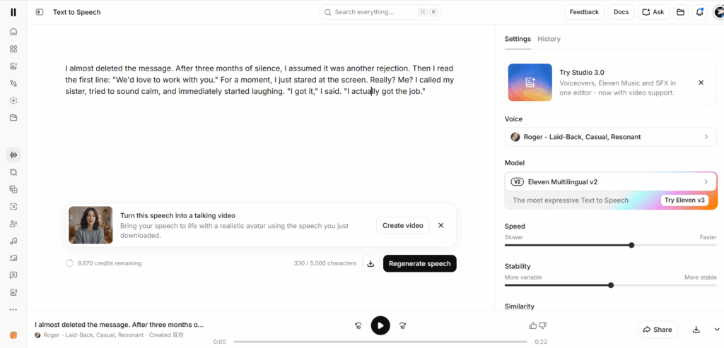ElevenLabs: For Exploring Delivery Before Committing to Production