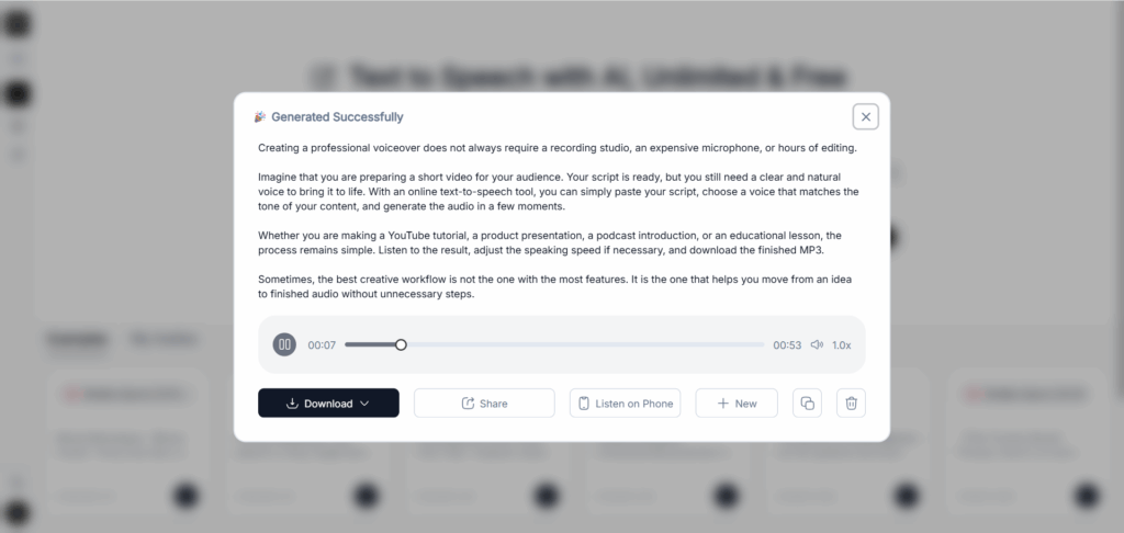 TextToSpeech.pro — Best for free, no-signup voiceovers
