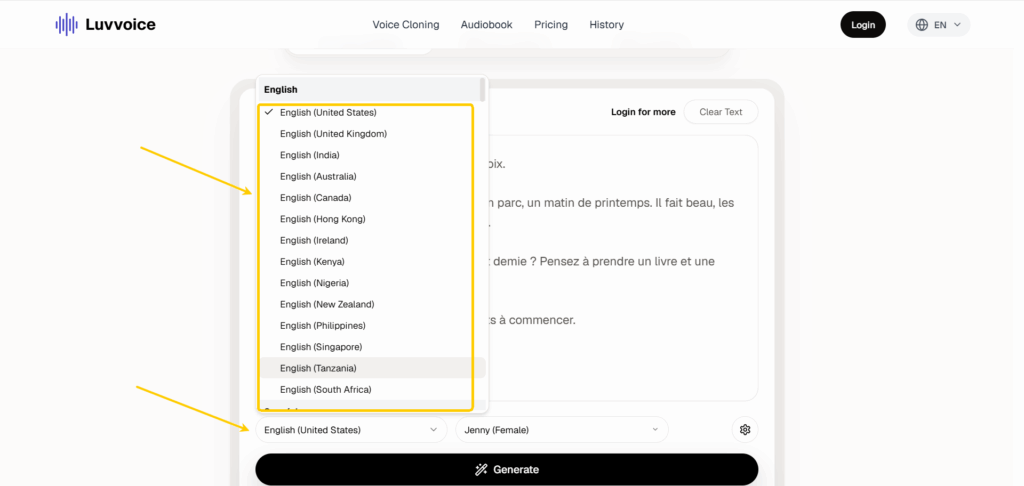 Step 2: Choose a Language and Voice