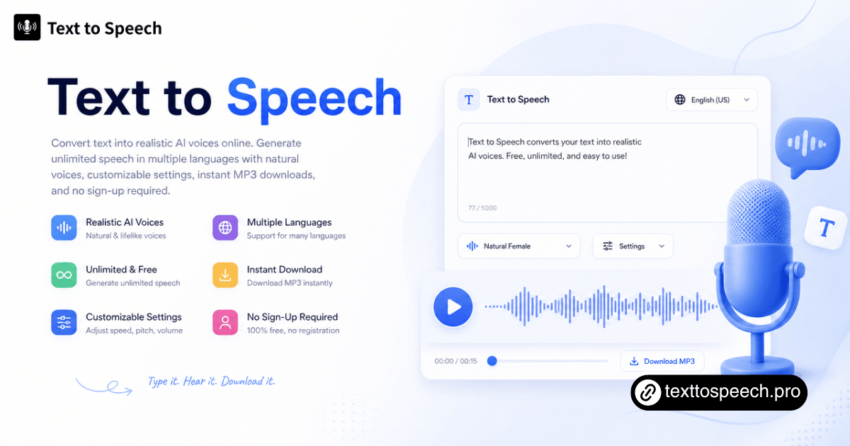 Text to Speech: Free AI Voices Online, Unlimited, No Sign-Up